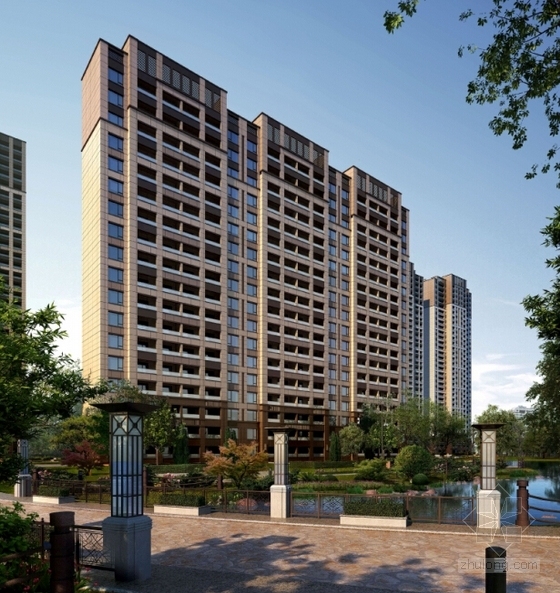 [南京]artdeco风格高层住宅区规划设计方案文本-artdeco风格高层住宅区规划单体效果图