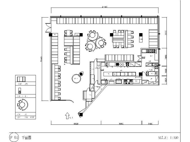 重庆西餐厅原始平面图资料下载-[广东]自助西餐厅设计施工图（含效果图）