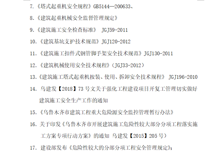 [危大工程]乌鲁木齐观澜景苑小区监理细则（共14页）-编制依据