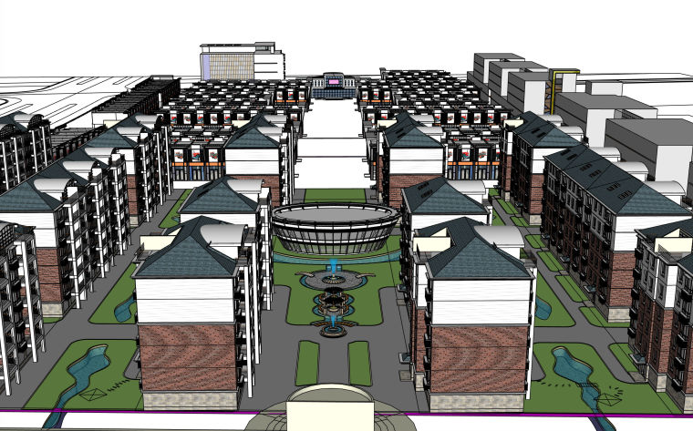 小区总体模型设计资料下载-超完整住宅总图金湖总体模型