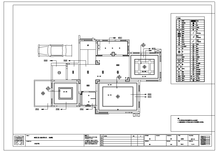 广东南加州现代风格样板房室内设计施工图-一层天花平面图