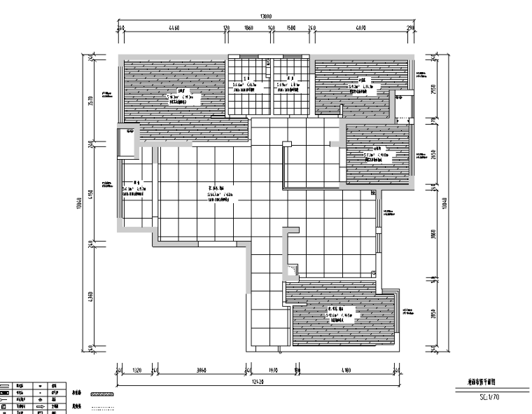 中央华城台湾风145平米住宅设计施工图（附效果图）-地面布置平面图