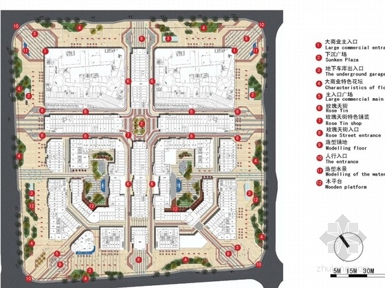 简欧风格的软装元素资料下载-[山东]简欧风格国际商业广场步行街景观概念规划设计方案