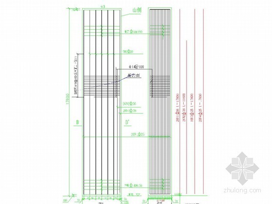 多级跌水结构排水沟大样图资料下载-2000×2500抗滑桩结构大样图