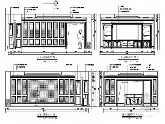[北京]经典法式新古典两层别墅样板房施工图视听室立面图 
