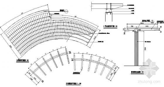 建筑木构架资料下载-弧形景观木构架详图