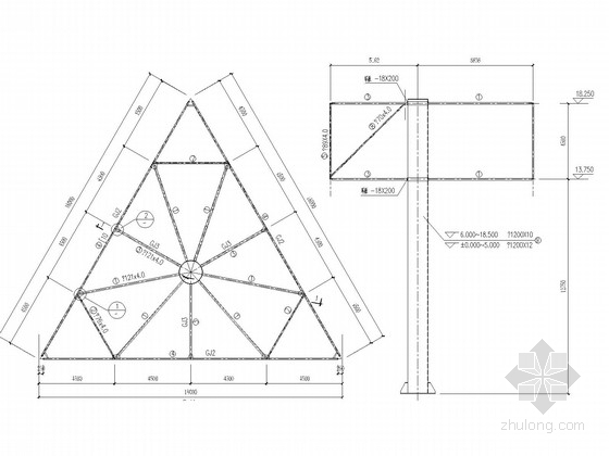 三面翻钢结构围挡资料下载-通用三面体、两面体广告牌结构施工图(含基础)