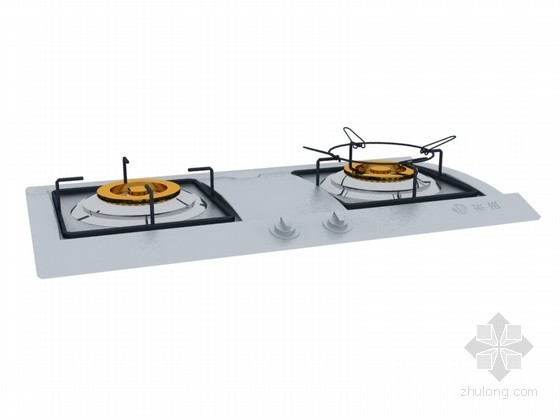 燃气壁挂炉3d模型资料下载-时尚双盘燃气灶3D模型下载