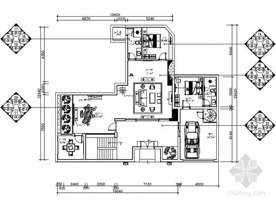 [广东]某三层别墅装饰工程室内设计cad施工图