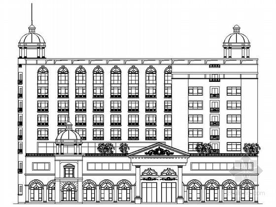 欧式二层酒店建筑施工图资料下载-某八层欧式酒店建筑方案图