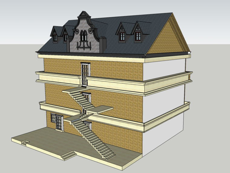 围合式的低层建筑资料下载-低层建筑SketchUp模型下载