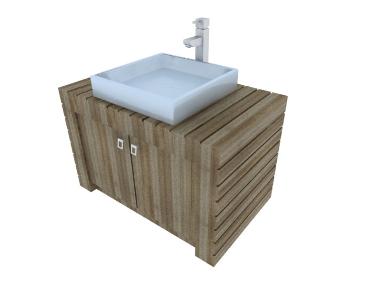洗手台3d模型下载资料下载-原木洗手台3D模型下载