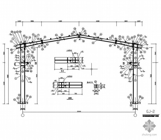 8m跨钢结构图纸资料下载-德州某18m跨钢结构厂房(带吊车)结构图