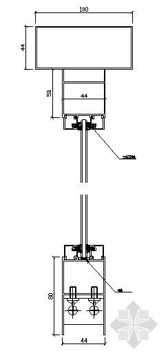 铝合金玻璃隔断节点图资料下载-铝合金门纵剖节点图