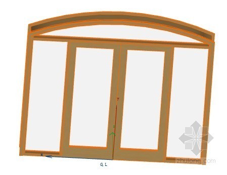 cad双开门模型资料下载-拱形双开门，带2侧窗，顶窗 ArchiCAD模型