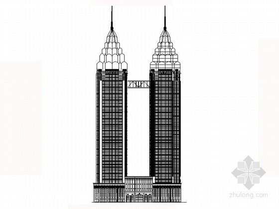 双塔商业资料下载-[重庆]某四十五层双塔商业综合体建筑施工图（152米）