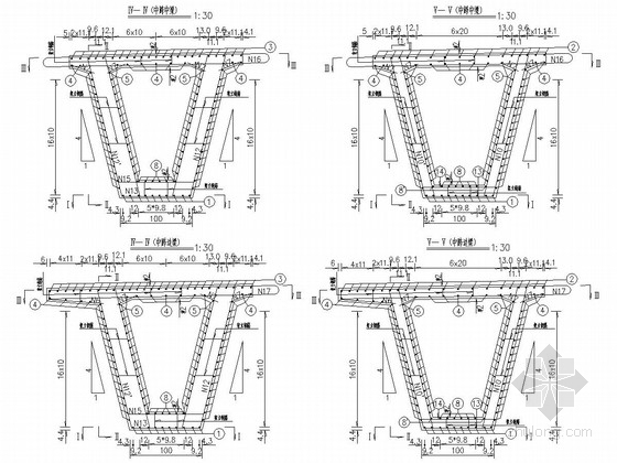 装配式部分预应力混凝土连续箱梁桥上部构造通用图（40米，正交）-箱梁普通钢筋 