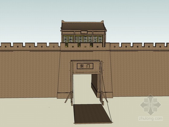伊斯兰风格模型下载资料下载-吐鲁番城墙和城门sketchup模型下载