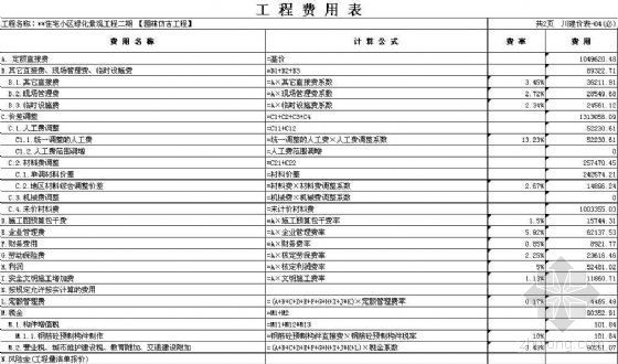 住宅绿化景观资料下载-遂宁城南某住宅小区绿化景观工程二期[园林仿古工程]预算书