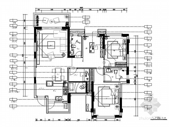 64平装修效果图资料下载-[惠州]温馨现代风格三居室样板间室内装修图（含效果）