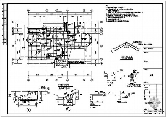 三层四跨结构设计计算书资料下载-某三层框架别墅结构设计图