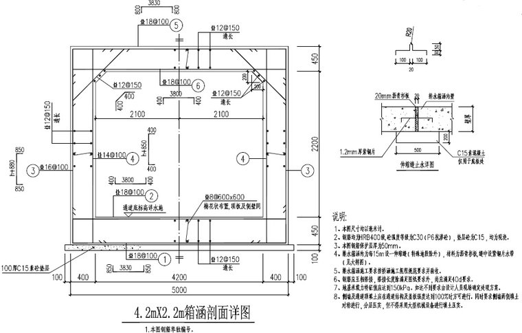 市政道路改造工程全套施工图设计1088张（道排,桥梁,照明,交通）-箱涵剖面图.jpg