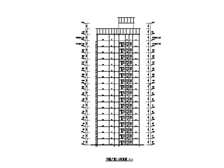 [深圳]高层塔式住宅建筑方案图（含6套方案）-高层塔式住宅建筑缩略图高层塔式住宅建筑剖面图