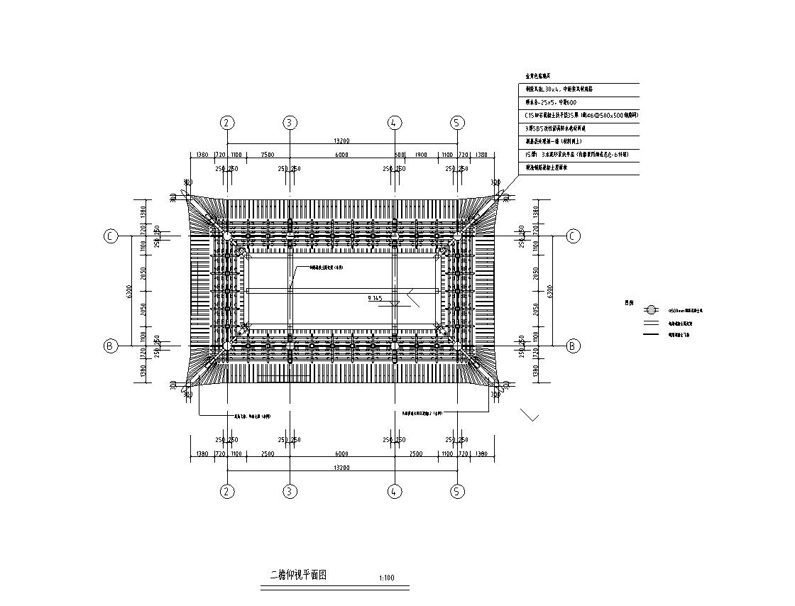 单层明代形制佛教殿堂建筑平面图