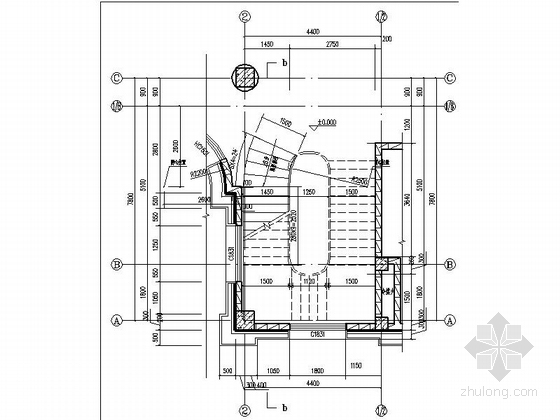 [四川]欧式风格三层售楼中心单体建筑设计施工图（知名建筑设计院）-欧式风格三层售楼中心单体建筑楼梯平面图