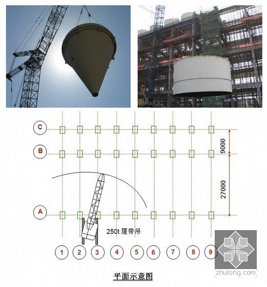 [天津]发电厂扩建工程供热机组工程施工组织设计(430页 附图多)-吊装平面示意图