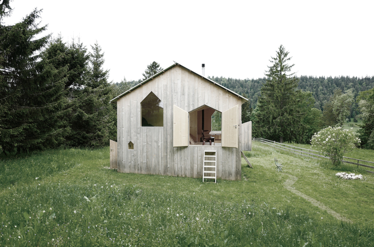 极简主义建筑大师资料下载-瑞士雪山上极简主义的小木屋