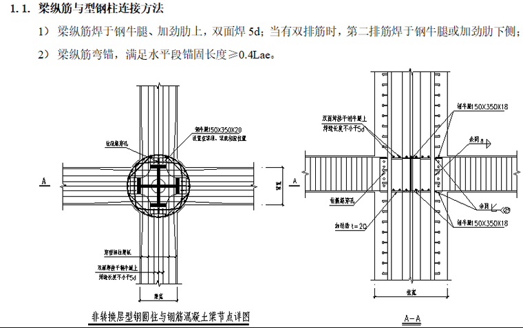 混凝土型钢梁柱施工资料下载-混凝土梁与型钢柱处钢筋连接处理施工技术交底