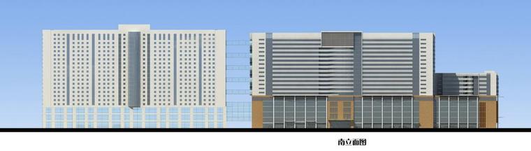 [内蒙古]高层现代风格学院附属医院门诊楼建筑设计方案文本-高层现代风格学院附属医院门诊楼建筑立面图