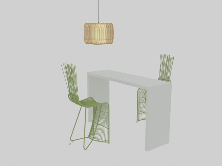 四人桌椅su模型下载资料下载-简约桌椅3D模型下载