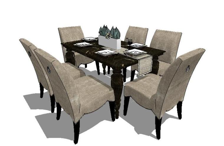 休闲餐桌3d模型资料下载-60套餐桌餐椅SU组合模型图集