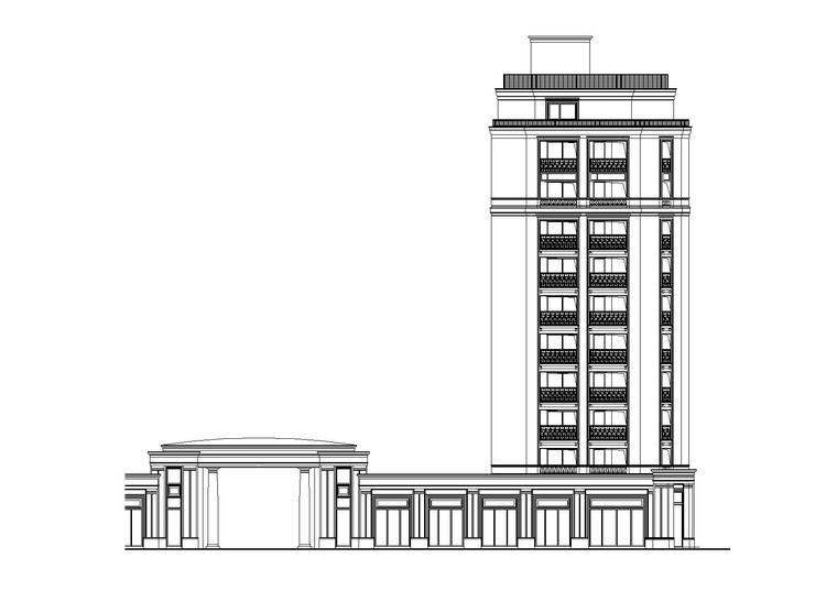 [广东]锦园华庭高层居住小区住宅楼及节点大样施工图（CAD）-立面图2