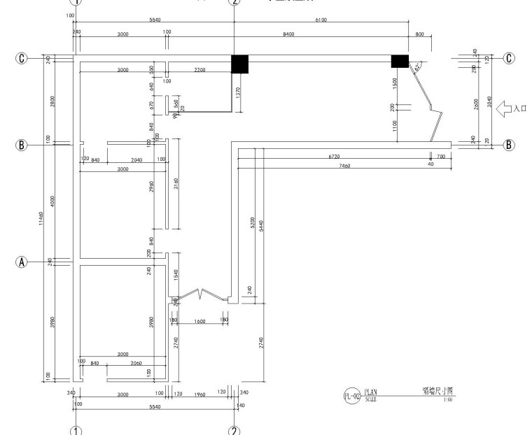 西厢记餐厅施工图（附效果图）-墙体尺寸图