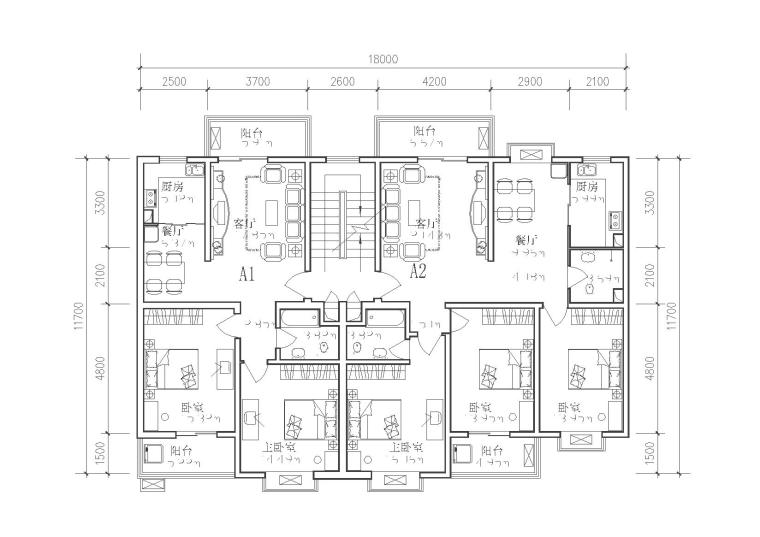 新民居多层住宅户型图资料下载-[合集]65种多层住宅经典户型图（CAD）