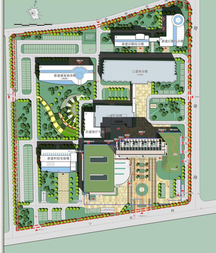 [江苏]如皋人民医院建筑设计方案（CAD+文本）-总平面图