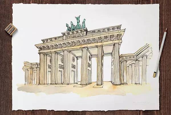 手绘世界著名建筑40例-40个世界著名古迹水彩插画欣赏