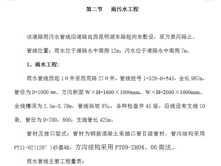 西苑南路道路改建工程及综合管线施工组织设计方案（Word.52页）-雨污水工程