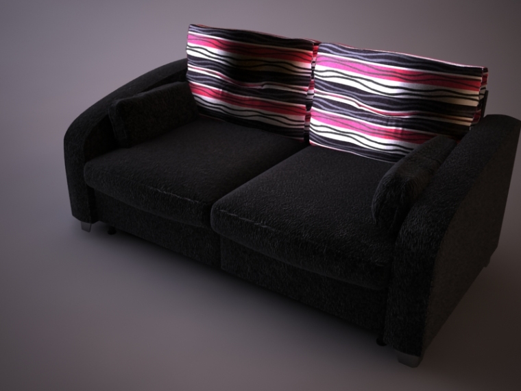 双人客房3D模型资料下载-舒适双人沙发3D模型下载