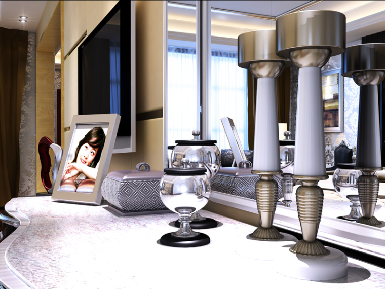 时尚欧式卧室3D模型下载-时尚欧式卧室