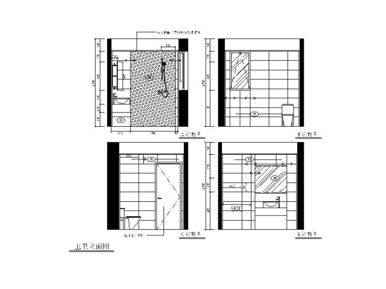 [福建]极简风格样板房设计CAD施工图（含效果图、3D模型）-【福建】极简风格样板房设计CAD施工图（含效果图、3D模型）立面图