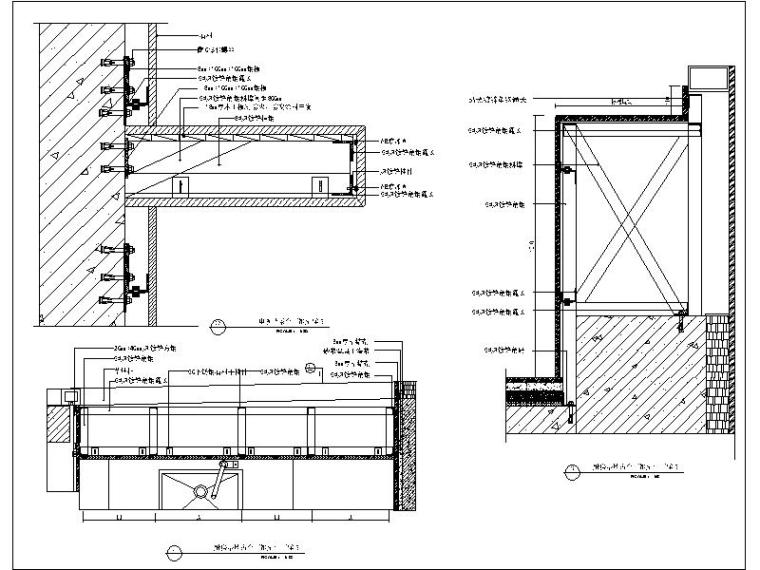 三角钢架节点详图资料下载-厨房幕墙窗台面钢架剖面详图