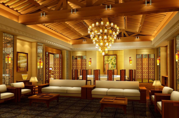 [河南]新中式大酒店中餐厅设计CAD施工图（含效果图）-【河南】新中式大酒店中餐厅设计CAD施工图（含效果图）效果图