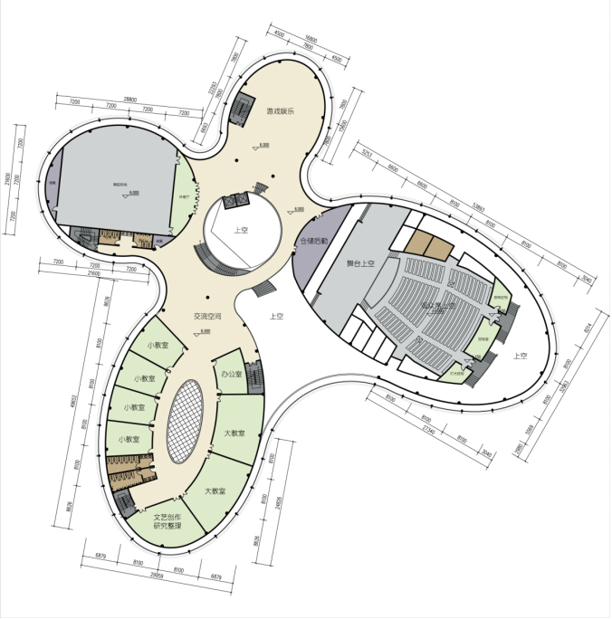 [济南]新文化中心建筑设计文案-二层平面图