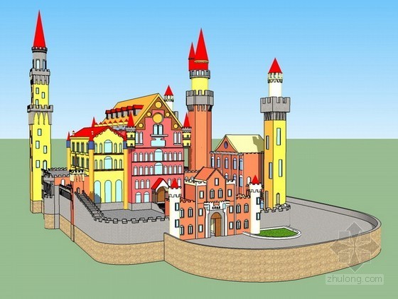 皇家城堡景观改造资料下载-城堡酒店sketchup模型下载