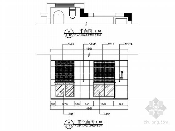 精品清新简约北欧风格两层小别墅室内设计装修施工图（含效果）卫生间立面图