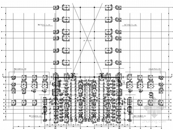 大型汽车客运站站房及站台雨棚结构设计招标图（含建筑图）-承台结构平面布置图 